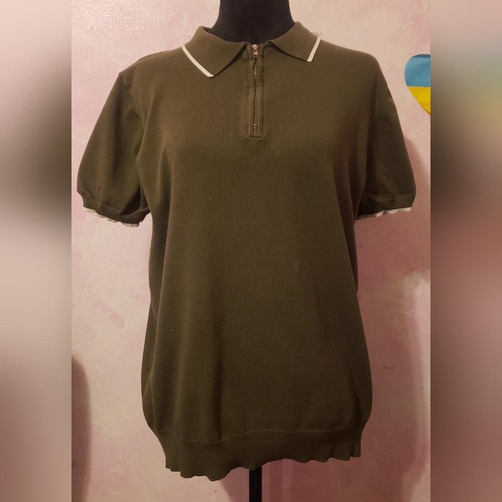 Classic Olive Short Sleeve Polo for Women